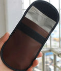 Black microfiber RFID shielding bag for car keys and cards measuring 13.5 by 9.5 cm