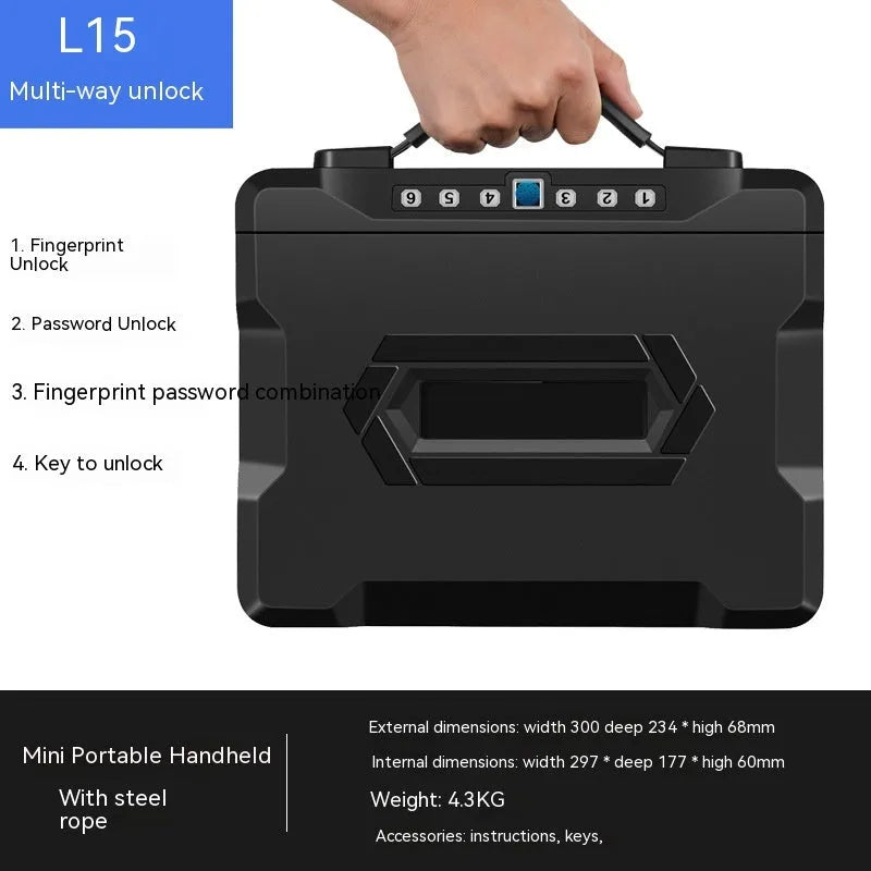 L12 Mechanical 6500G toughened steel portable safe box with combination lock