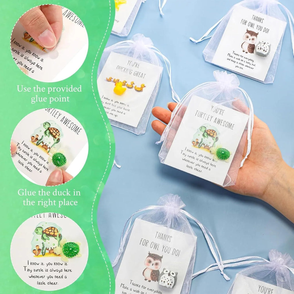 Set of pun inspirational resin greeting cards showing multiple memo cards with humorous designs