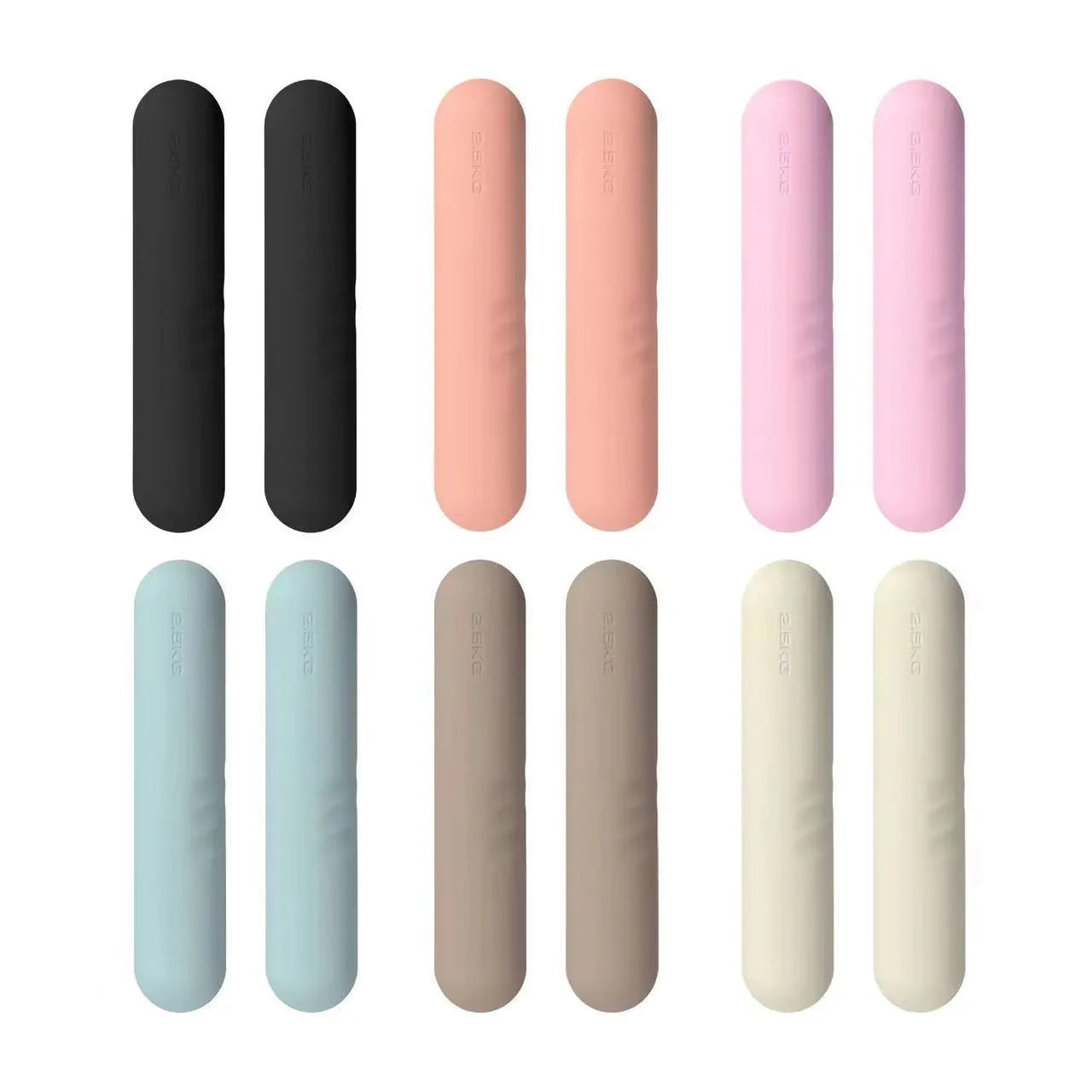 Silicone-edged hand-drawn dumbbell stick in various colours showing weight options for fitness training.