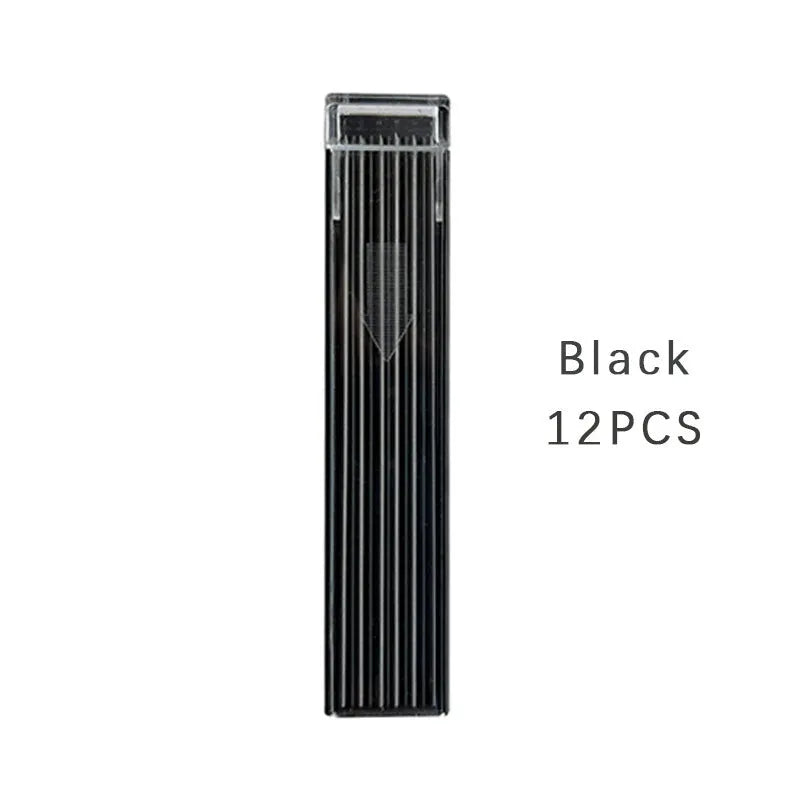 Boxed mechanical pencil replacement leads pack of 12 in rainbow colours in plastic container