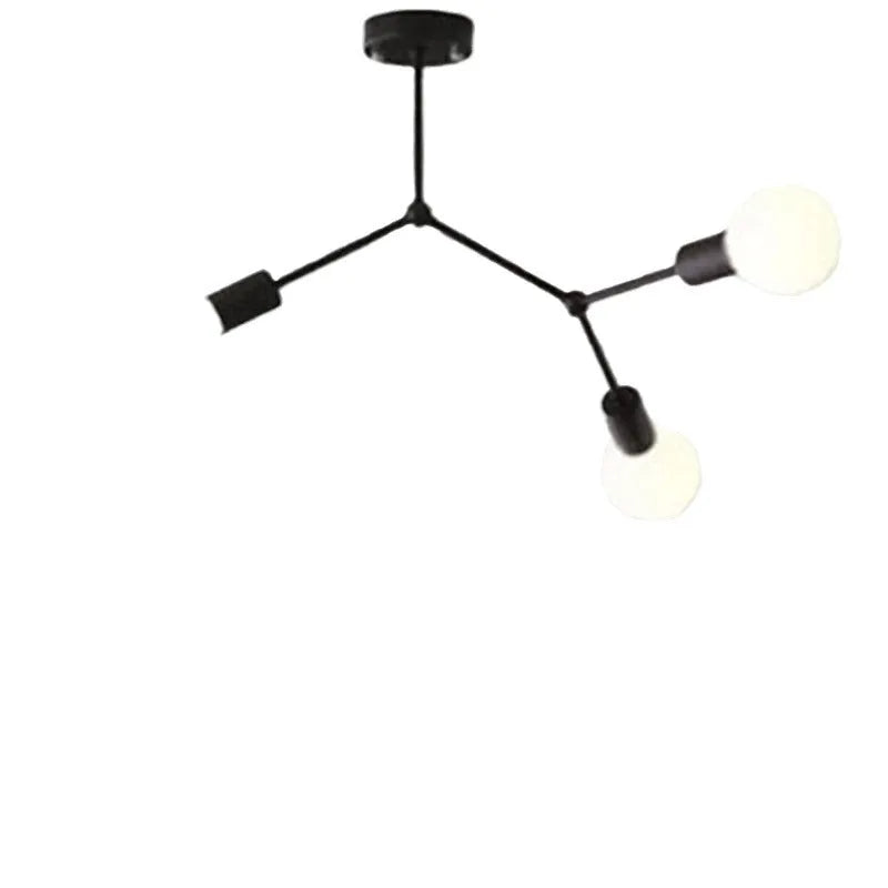Iron ceiling light fixture in Nordic style with multiple arms, available in black or white.