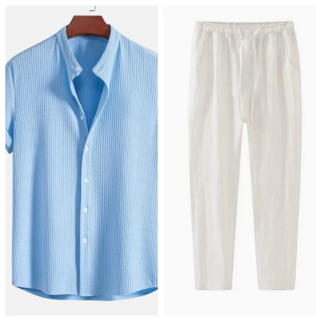 Men's loose short sleeve summer shirt in polyester fabric available in multiple colours