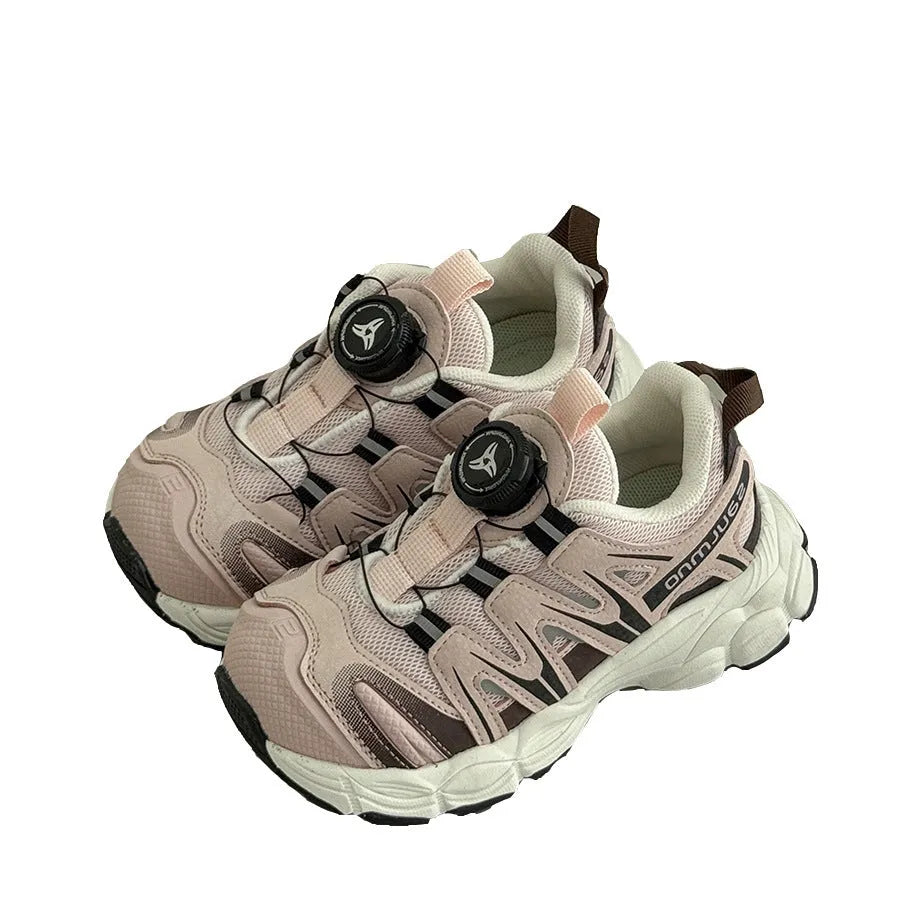 Breathable PU leather mesh casual shoes in beige, black and pink colours