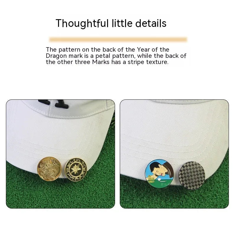 Zinc alloy golf hat clip with personalised dragon year pattern design