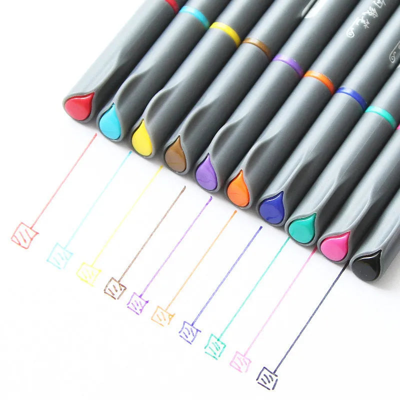 Pack of 10 hook line pens with 0.38mm tips for technical drawing and architectural drafting