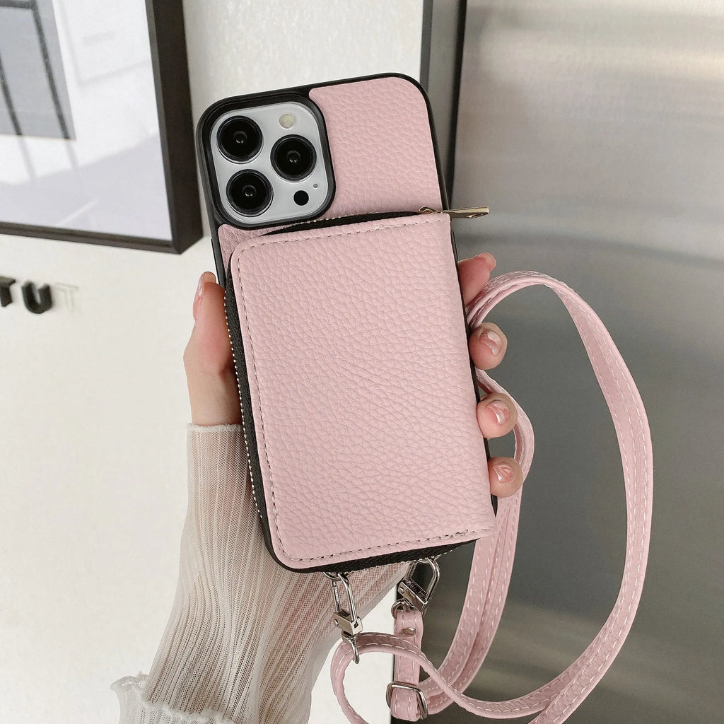 Litchi pattern textured protective case for iPhone on a table, shown in a selection of available colours.