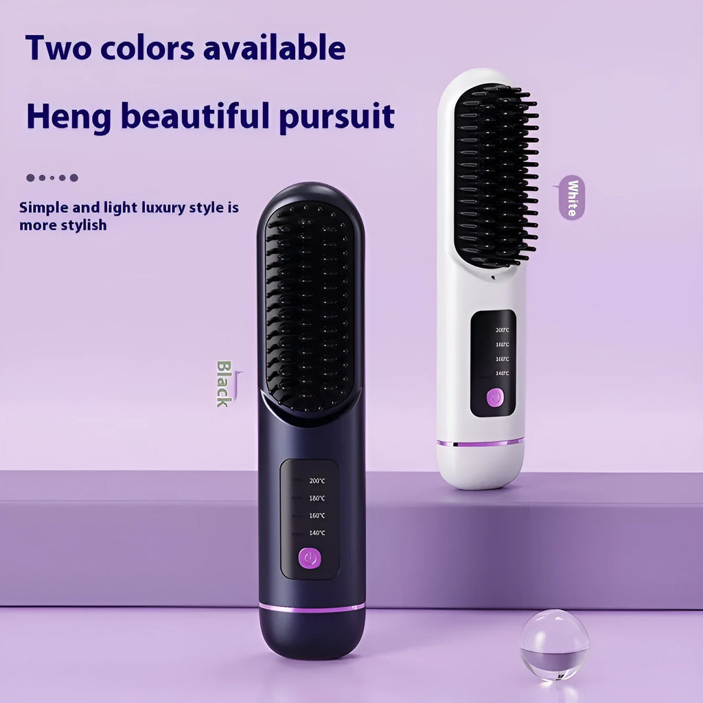USB-C rechargeable negative ion hair comb in white, dark blue, or grey colours
