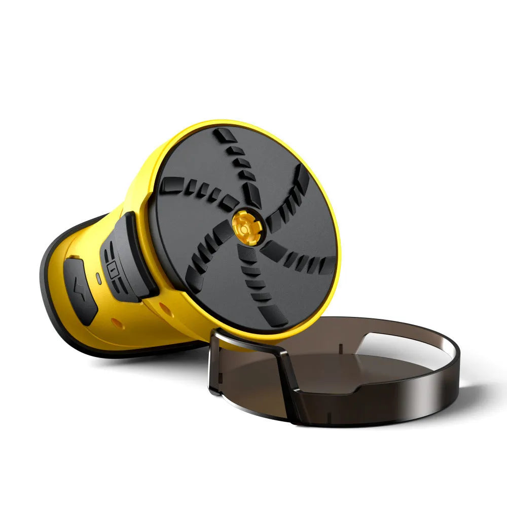 Yellow cordless electric car ice scraper with USB charging cable