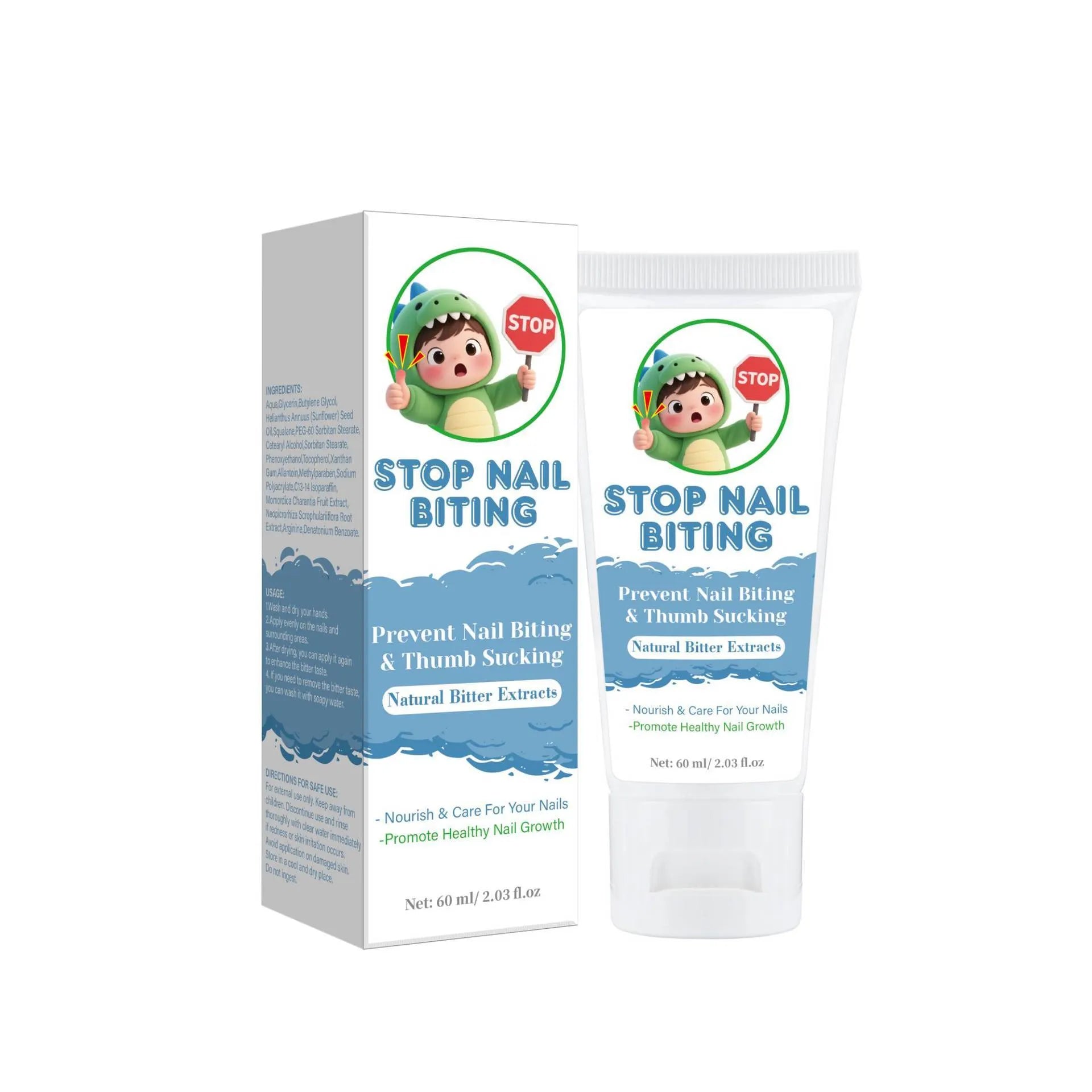 60ml nail biting cream bottle with neutral packaging for anti-bite formula and habit management