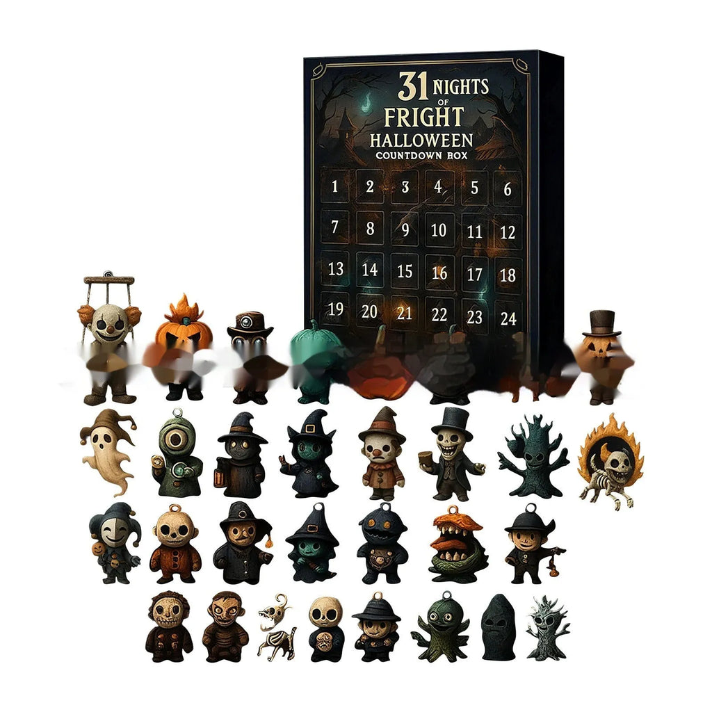 Halloween horror countdown box advent calendar with blind box compartments for Christmas resin crafts