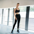 Women's loose chemical fibre yoga sweat pants for weight loss fitness training in black