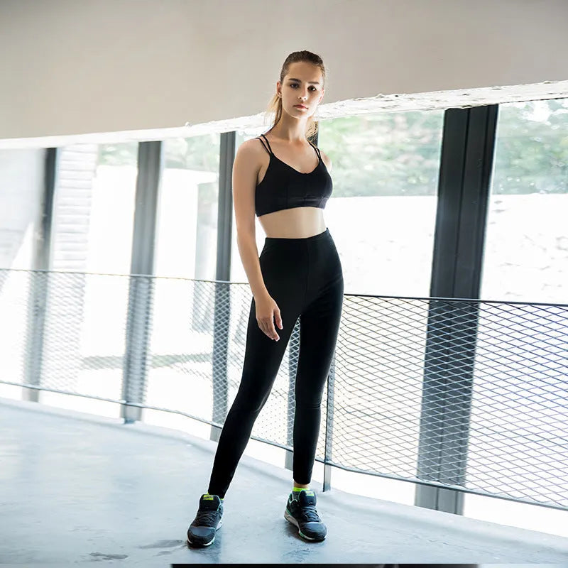 Women's loose chemical fibre yoga sweat pants for weight loss fitness training in black