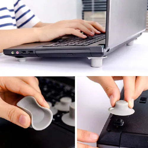 Grey plastic laptop cooling pad set showing large and small sizes on flat surface