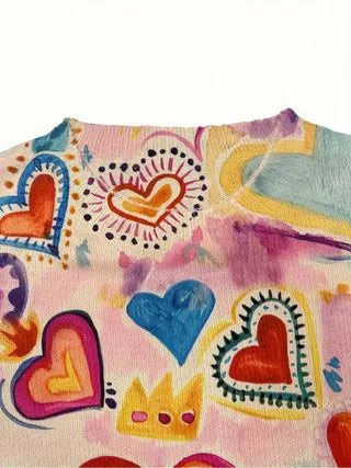 Loose fit casual shirt with lapel collar and custom digital printing on the front.