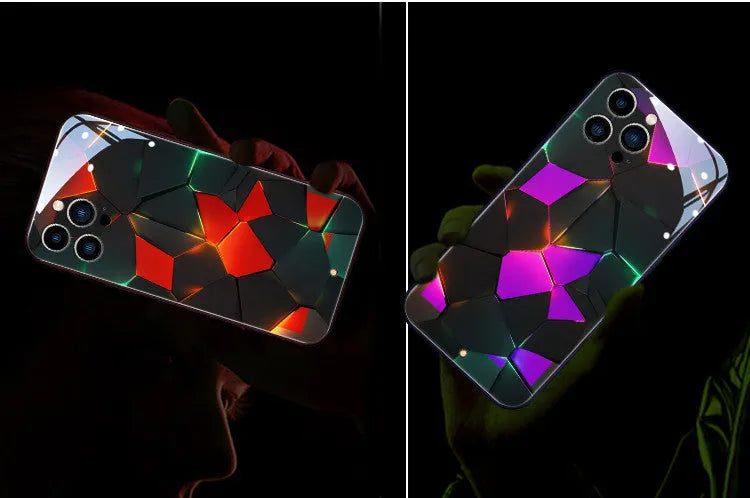 Xpress 14 mobile phone case with illuminated LED notification light on tempered glass iPhone protector