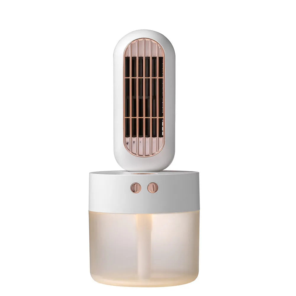 Small oscillating humidifier fan with USB rechargeable function, two-speed mechanical control, available in black