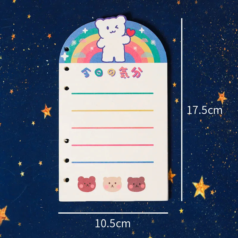 A6 loose-leaf notebook with character design cover, 80 sheets, 6-hole fitting