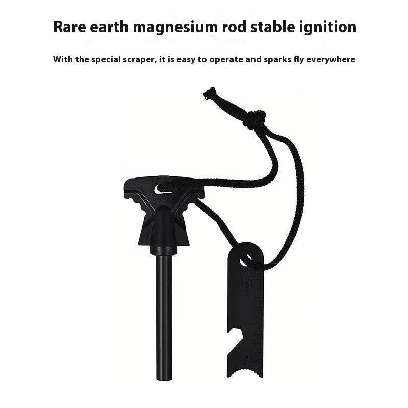 Butterfly-shaped stainless steel survival fire starter with bottle opener tool