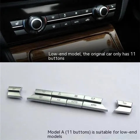 Silver automotive air conditioning button panel replacement set with air volume controls and multiple size options