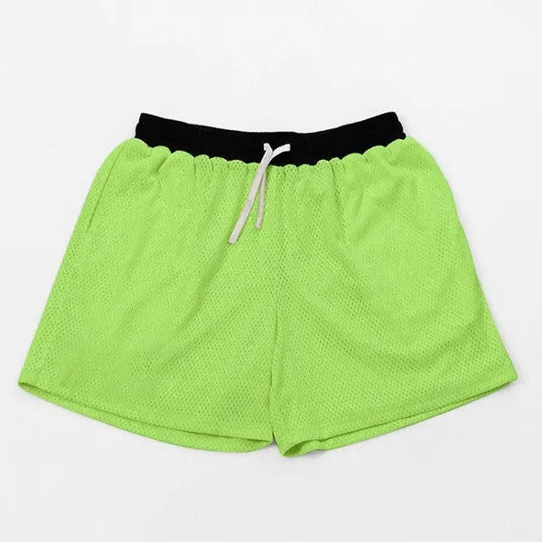 Men's solid colour mesh quick-drying sports shorts for summer running and fitness activities