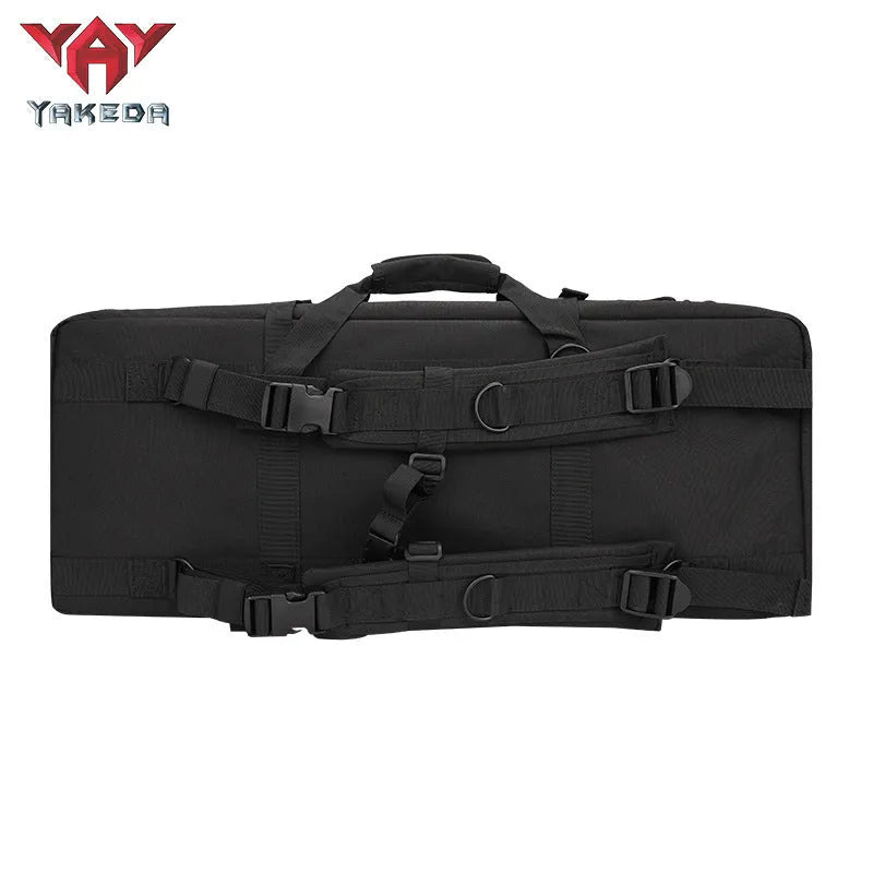 Multi-functional 28-inch polyester tactical fishing bag in black CP camouflage