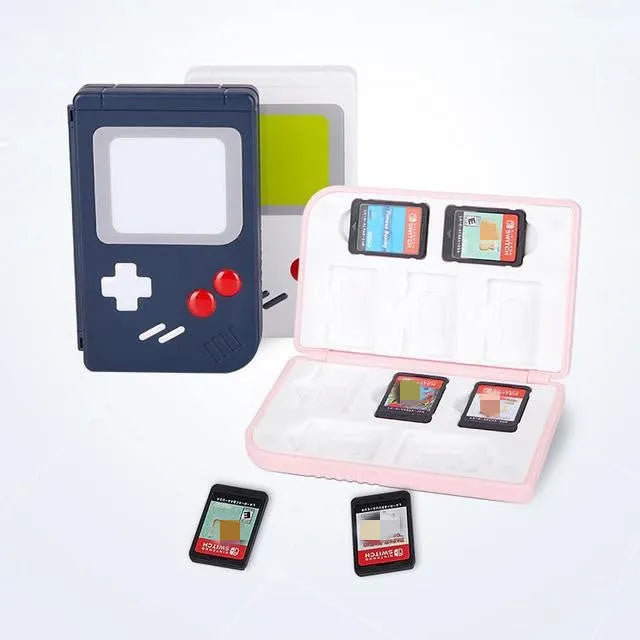 Compact blue Nintendo Switch game card storage case for portable organisation
