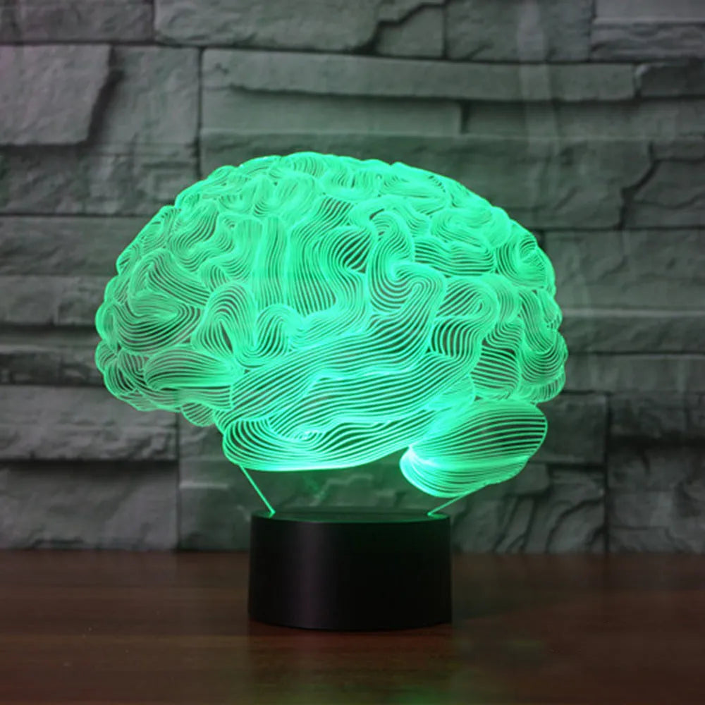 3D acrylic desk lamp with colourful LED illumination and remote control on wooden surface