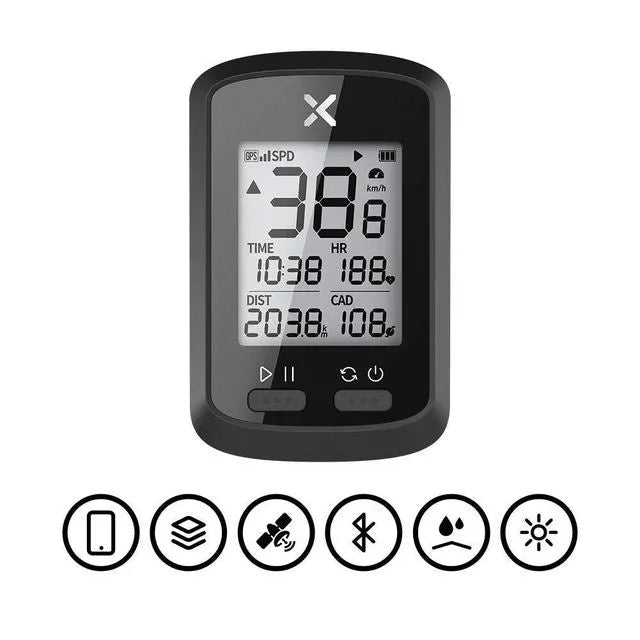 Black waterproof plastic bicycle stopwatch for cycling training and performance timing