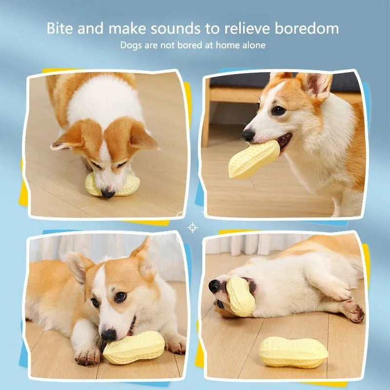 Yellow rubber vinyl dog toys for small dogs 4 pack chew boredom relief sound toys