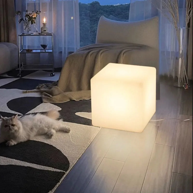 Square LED cube light stool in modern design with waterproof construction