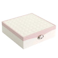 Red or white PU jewelry storage box with large capacity for necklace and ring organisation