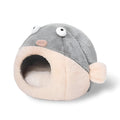 Balloonfish-shaped plush pet mat cushion for small dogs and cats, available in three sizes