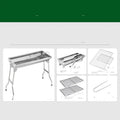 Stainless steel portable folding barbecue grill oven for outdoor cooking.