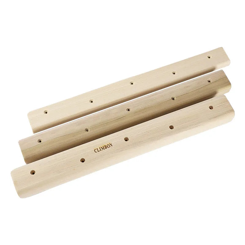 Set of three solid wooden fingerboards for grip strength and pull-up training