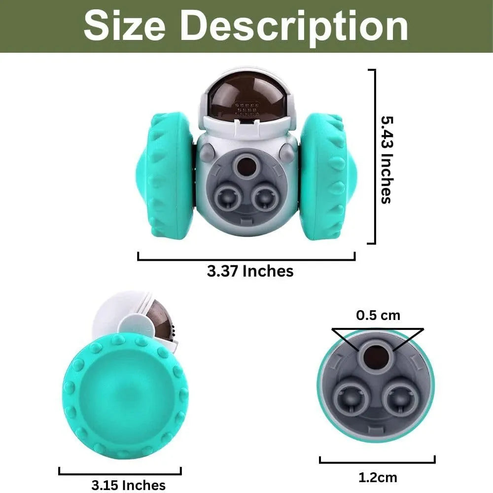 Self-balancing dog treat tumbler toy in multiple colours for small dogs and cats