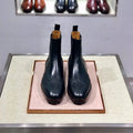 Men's leather high-top business casual shoes in black and black orange colour options