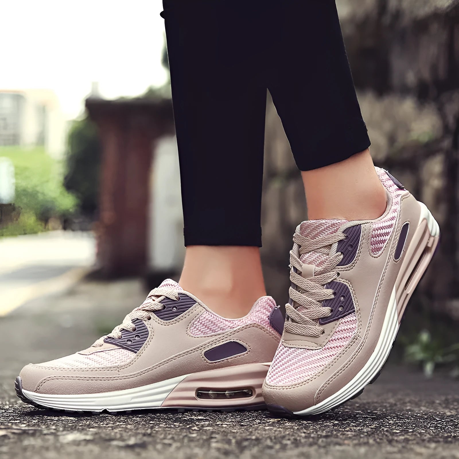Women's casual shoes with 3.5cm heel in beige orange, grey and pink purple colours