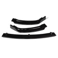 Gloss black polypropylene front bumper lip spoiler for BMW F30 F35 3 Series, shown from a front angle.