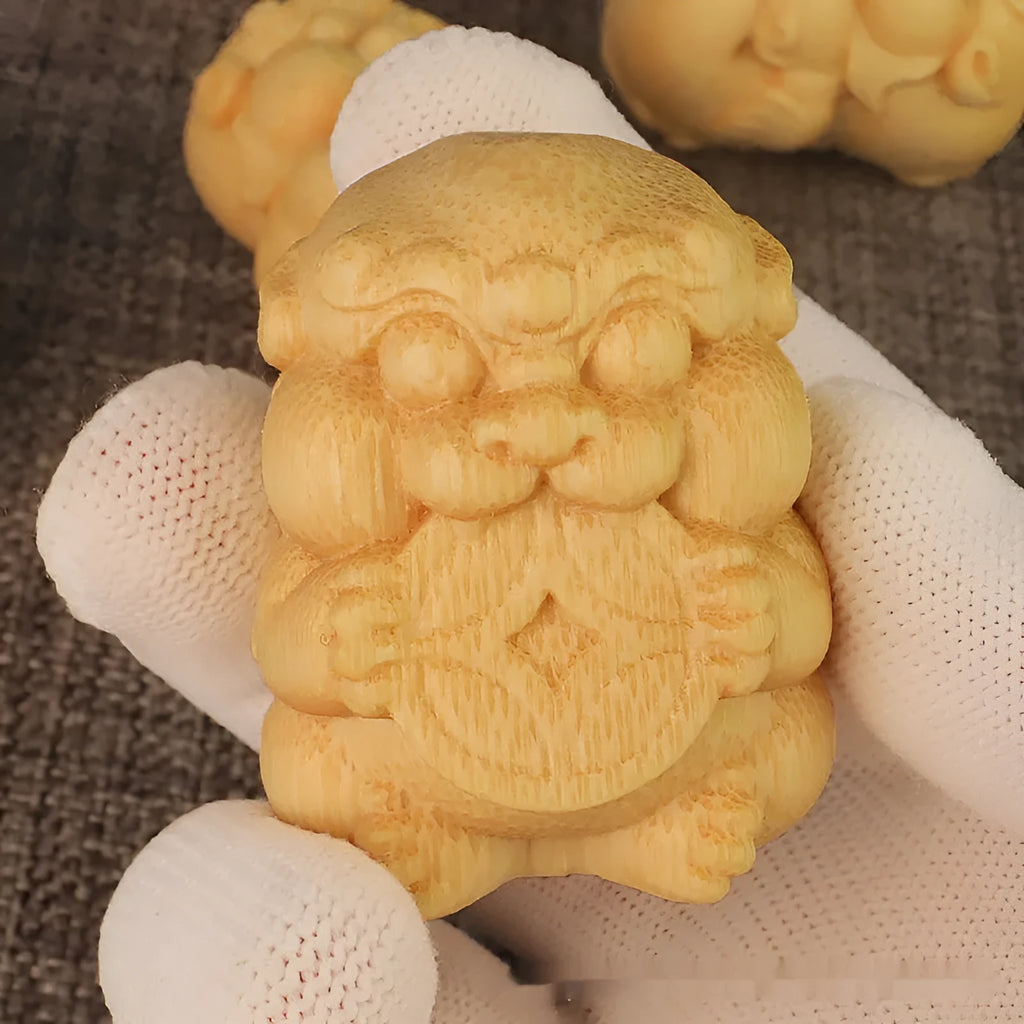 Solid bamboo Take Money carving ornament traditional handmade decoration 4.5cm tall
