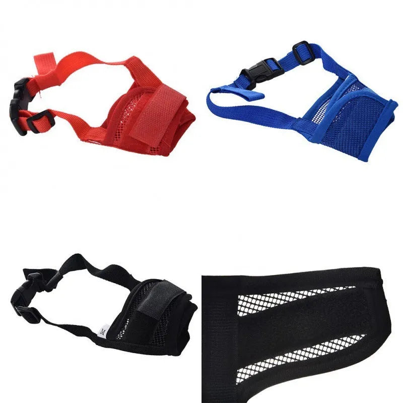 Adjustable plastic dog safety muzzle in multiple colours and sizes for biting control