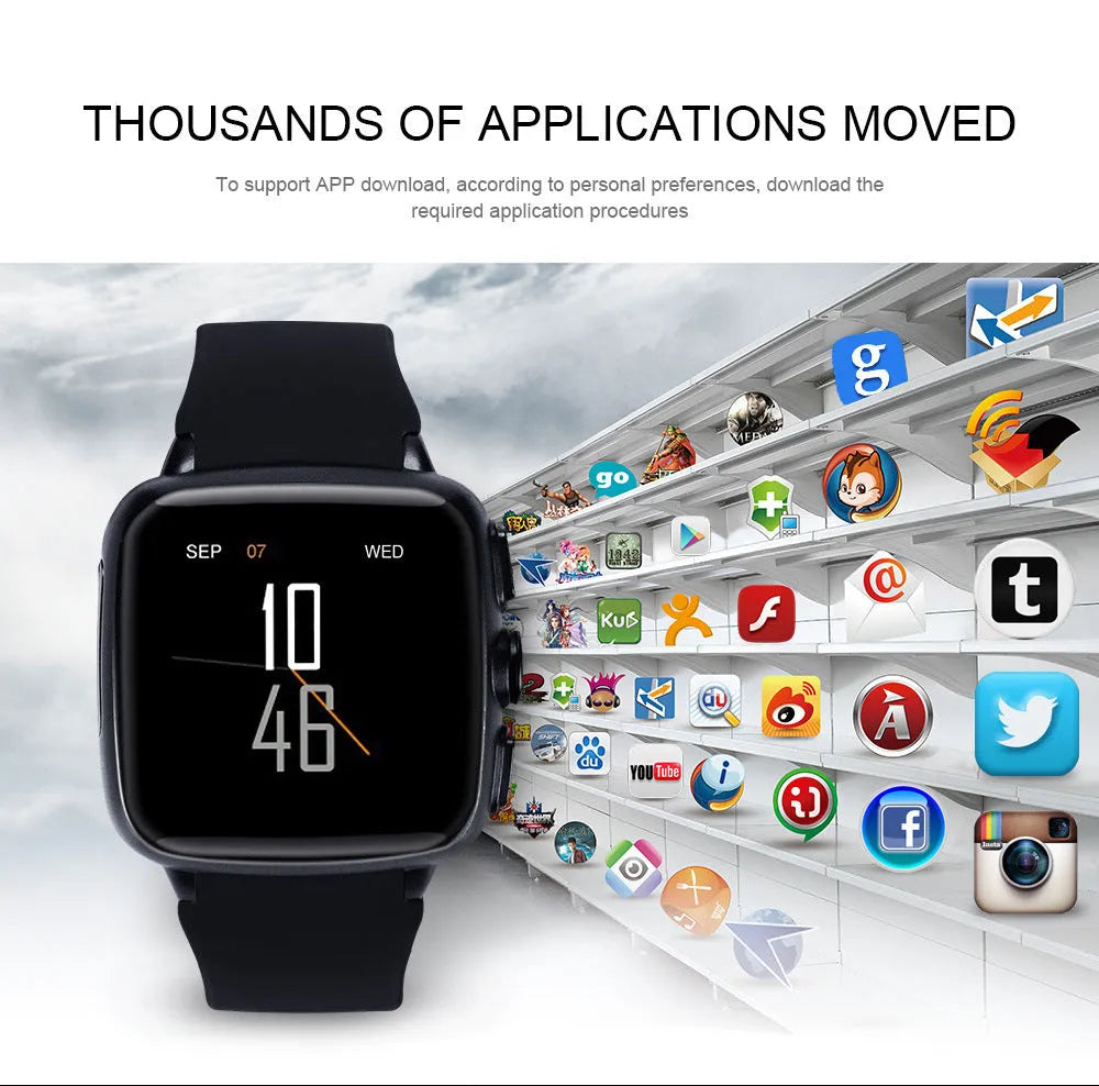 Z01 smart watch with 1.54 inch HD touchscreen on wrist, showing Android interface