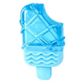 Set of three water-filled ice dog cooling toys including pacifier, popsicle mould, and ring shapes