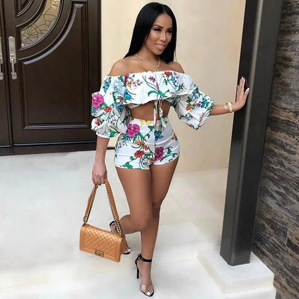 Women's two-piece lounge set with digital print pattern and fuzzy long sleeves with matching shorts