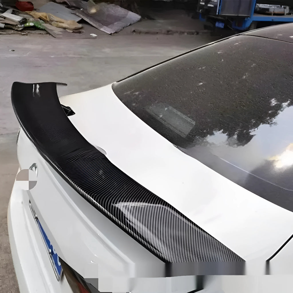 Universal ABS plastic punch-free car spoiler tail wing in blank, black, white, or carbon pattern finish