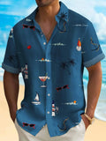 Men's loose fit Hawaiian shirt with digital printed pattern in multiple colour options