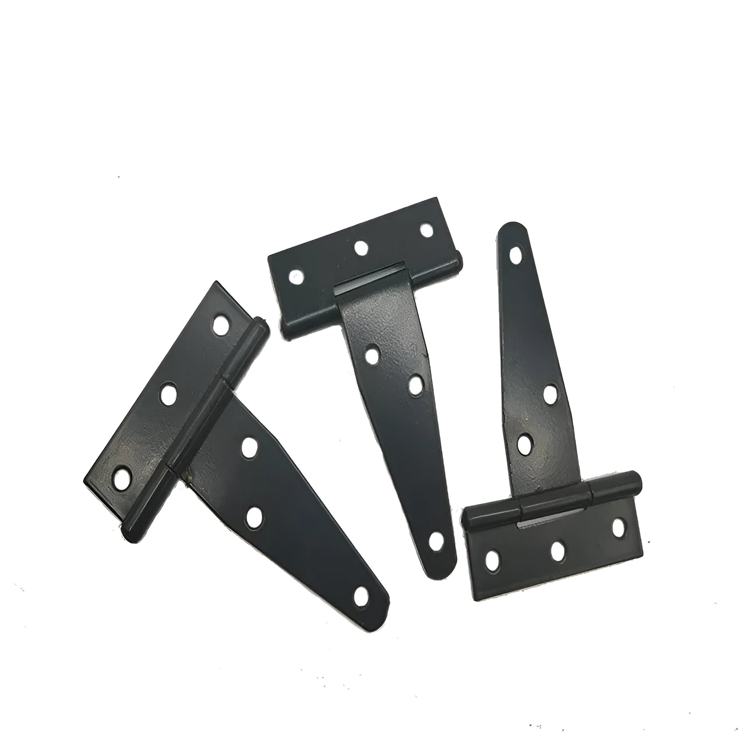 Fixed T-shaped iron folding hinge for wooden doors in various sizes from 4 to 12 inches.