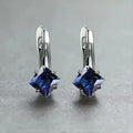 Copper women's diamond design stud earrings with inlaid zircon stones in blue, colour, and green options