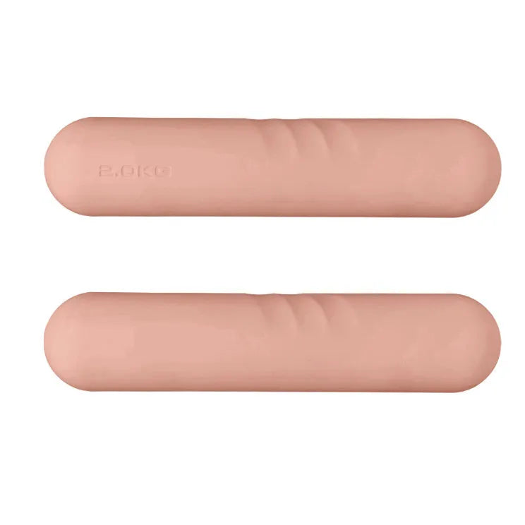 Silicone-edged hand-drawn dumbbell stick in various colours showing weight options for fitness training.