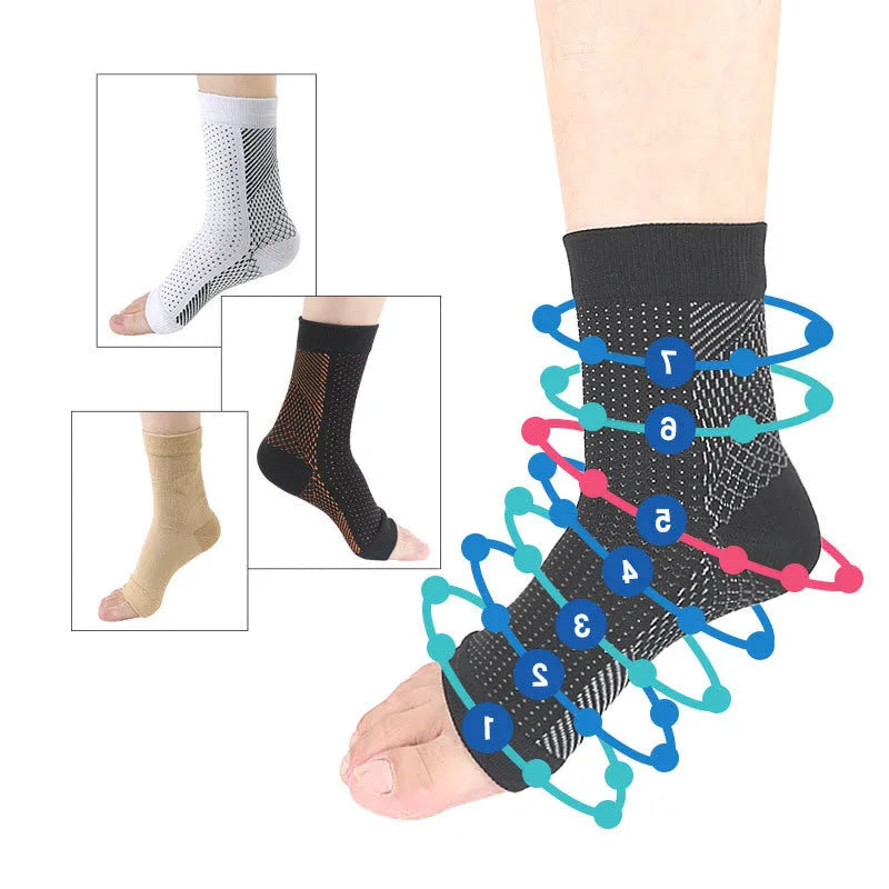Korean-style nylon pressure foot socks in black with invisible heel and short tube length
